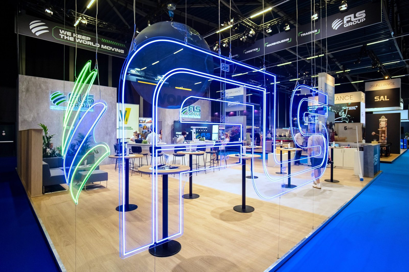 Illuminated FLS installation at the Breakbulk Europe booth