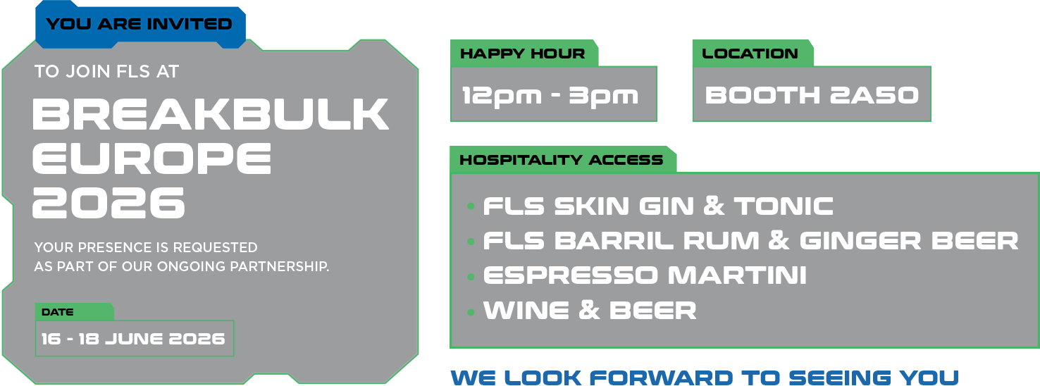 Invitation to FLS Group Happy Hour at Breakbulk Europe 2026